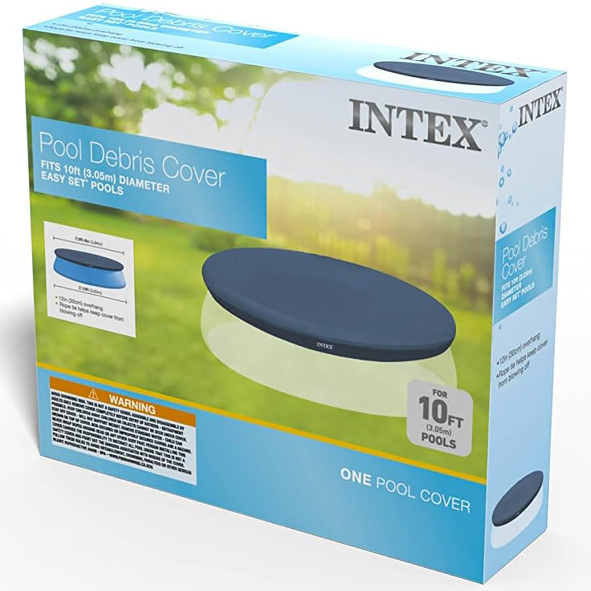 Intex Easy Set Pool Debris Cover — 10ft. Round, Blue, 12in. Overhang, Rope Tie, Drain Holes, Model# 28021E